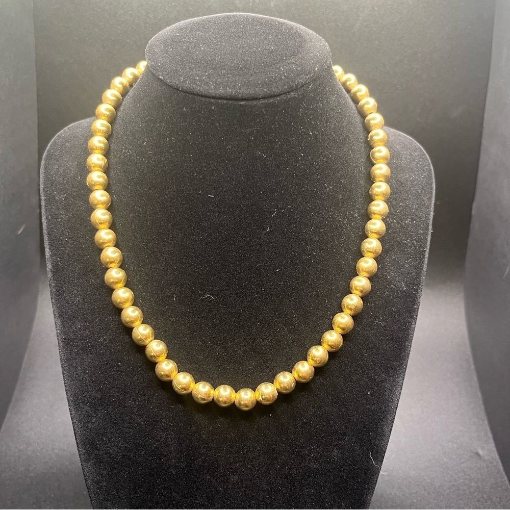 Napier Gold Tone Bead Necklace Signed Classic Minimalist Vintage